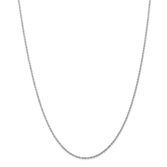 1.3mm, 14k White Gold, Diamond Cut Rope Chain Necklace, 18 Inch - Picture 3 of 8